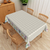 Lofaris Elegant Grey Plaid And Flower Rectangle Tablecloth